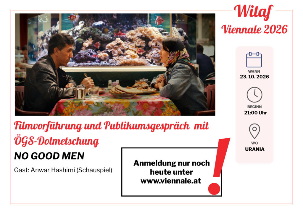 Werbeflyer Viennale für No Good Men (Shahrbanoo Sadat, AF DE FR NO DK 2026)